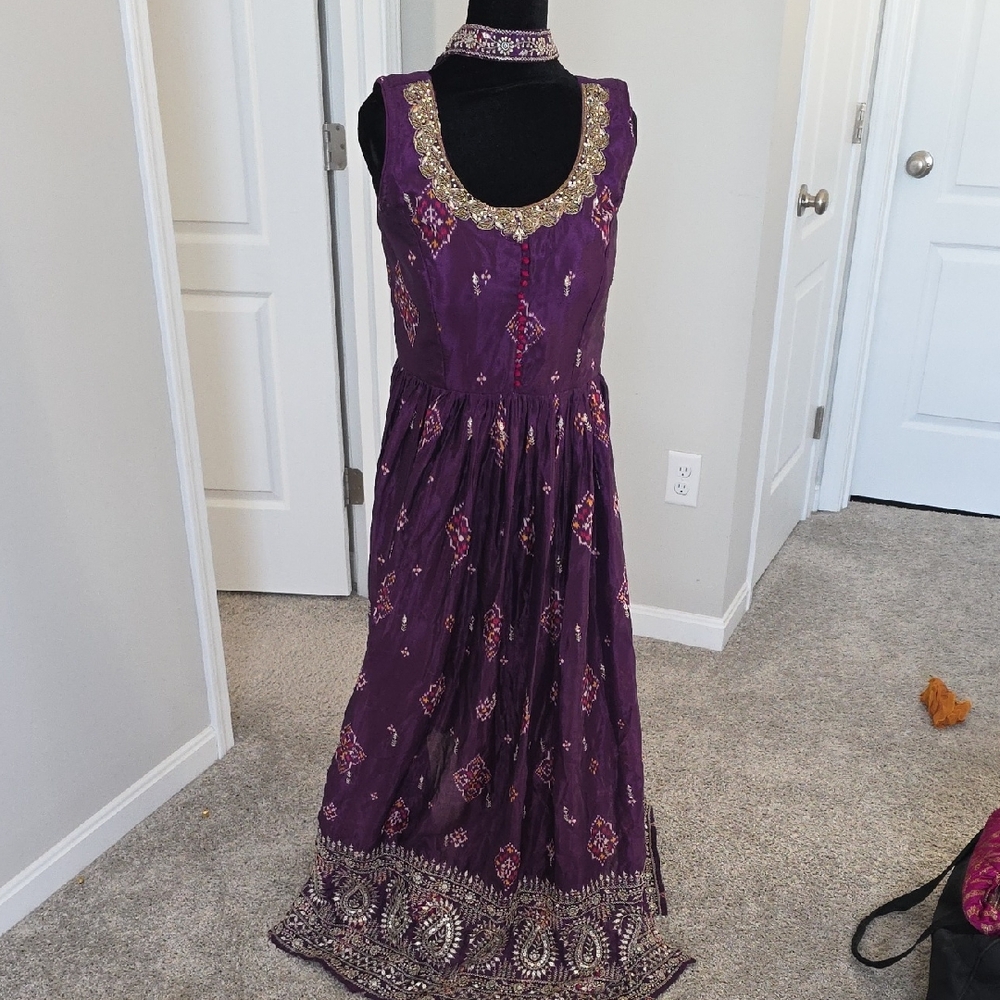 Elegant Purple Embellished Long Salwar Khamiz